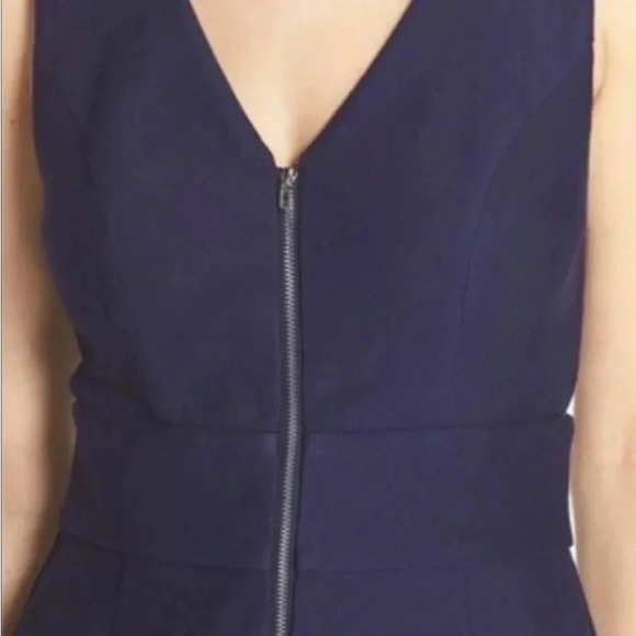 ANTHROPOLOGIE. CUT OUT MINI FIT & FLARE BLUE DRESS WITH FRONT ZIPPER - Picture 3 of 14